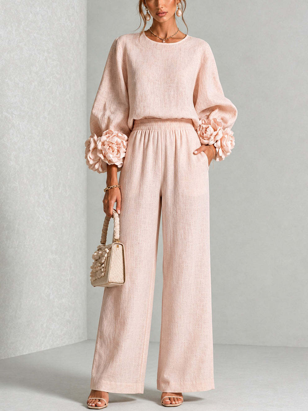 Linen Pant Wide - Женский комплект из льна из двух