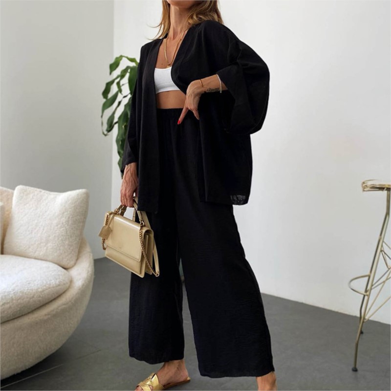 Женский льняной брючный костюм – обзор и цена Linen Pant Wide